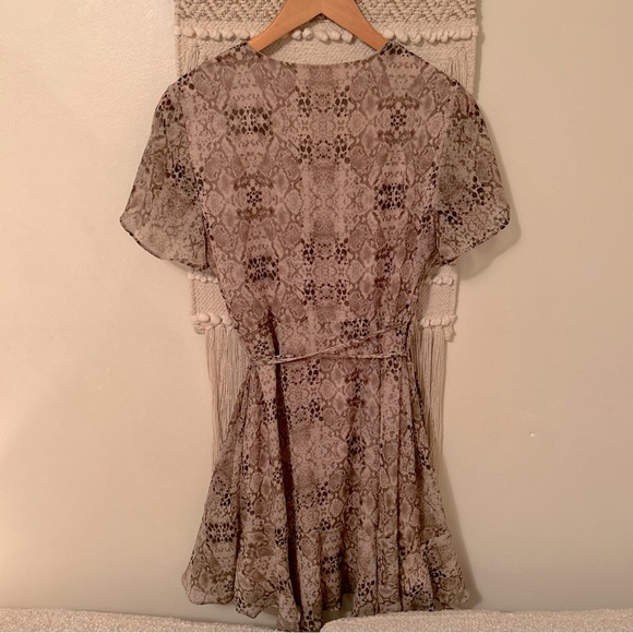 All in Favor Grey/Mauve Wrap Mini Dress - Picture 7 of 8